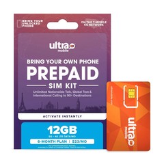 $23/mo. Ultra Mobile Prepaid Plan: Unlimited Talk, Text & 12 GB 5G • 4G LTE Data