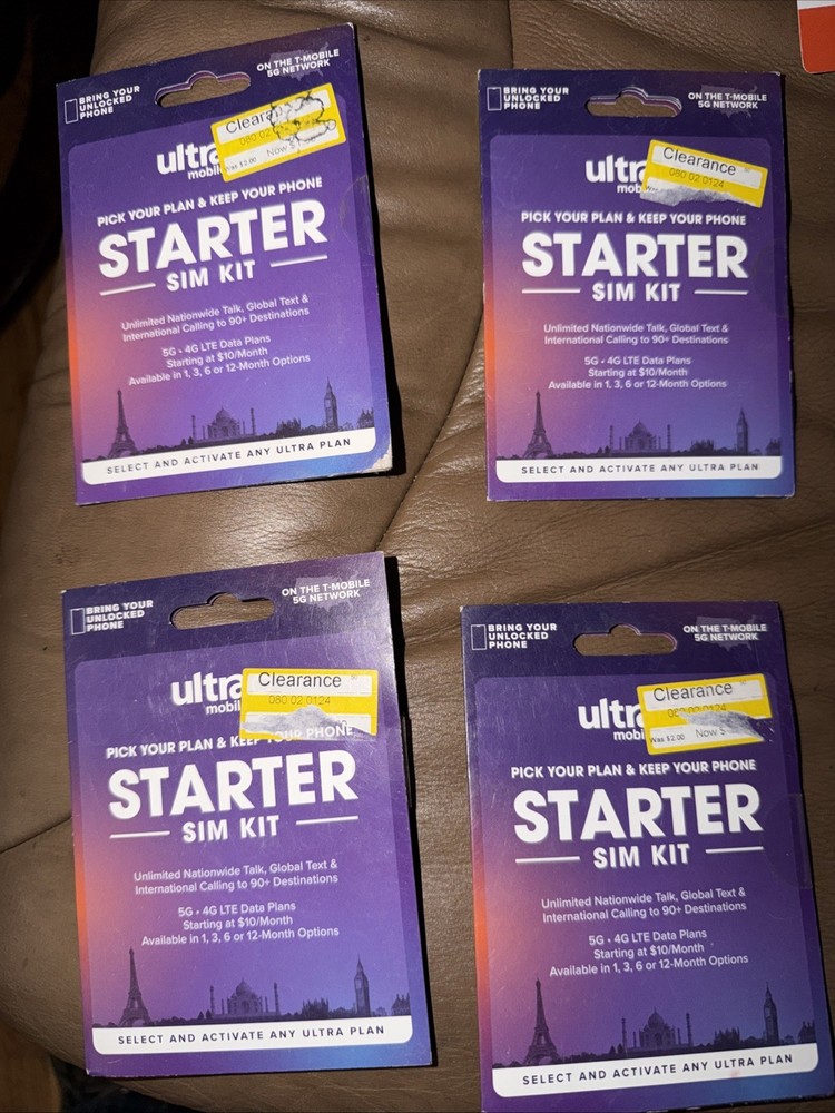 Ultra Mobile Triple Punch Mini/Micro/Nano SIM Card, Purple As Is Lot New 4 New