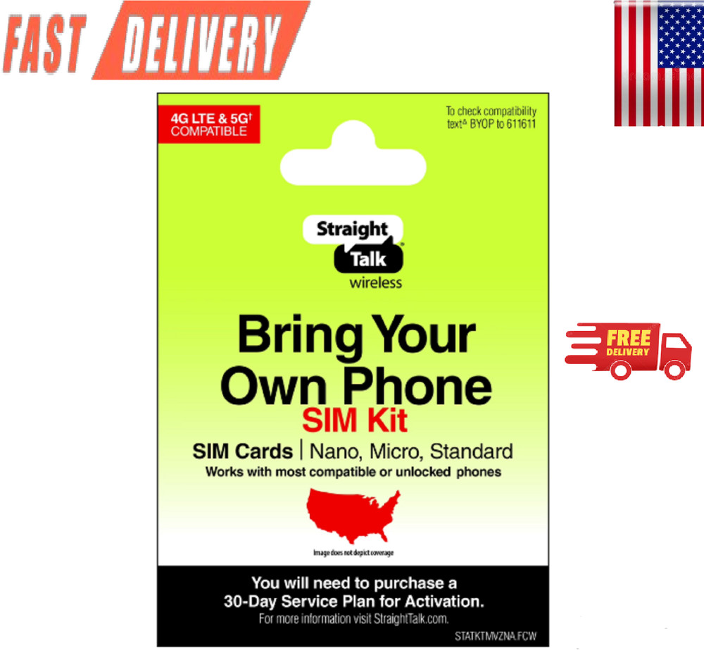 Straight Talk Keep Your Own Phone SIM Kit, No Airtime – Prepaid