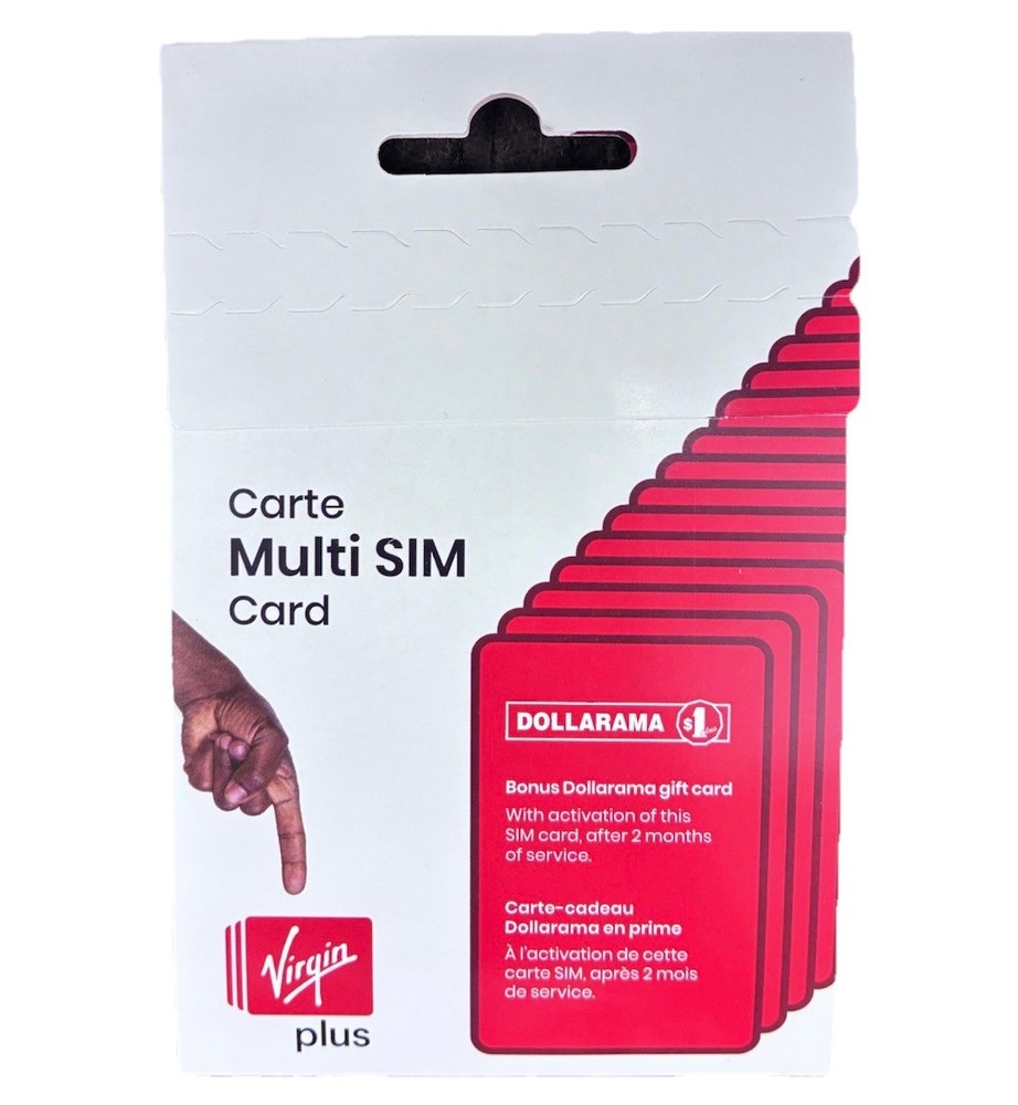 Virgin Plus Canada SIM Card Multi-Size 3-in-1 Nano Micro Triple Cut Dollarama Bo