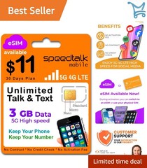 Prepaid SIM Card Micro Nano Standard 3-in-1 for 5G LTE Phones 11/mo