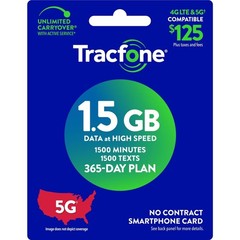 Tracfone preloaded SIM card 1500min+1500SMS+1500MB 1 yr plan. Read description!