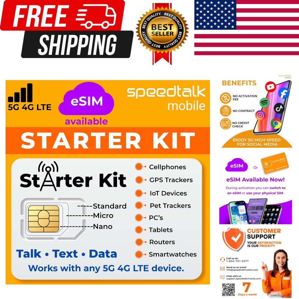 SIM Card Starter Kit, Smartphone Cell Phone, GPS Tracker and IoT, Plan Starti…