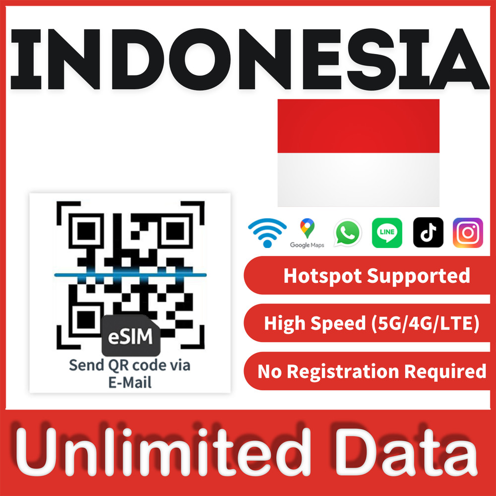 [eSIM] Indonesia esim Data Travel trip tarjeta E sim card Unlimited esim card🛜