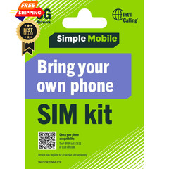 Simple Mobile Bring Your Own Phone Regular & Micro size sim card, Black