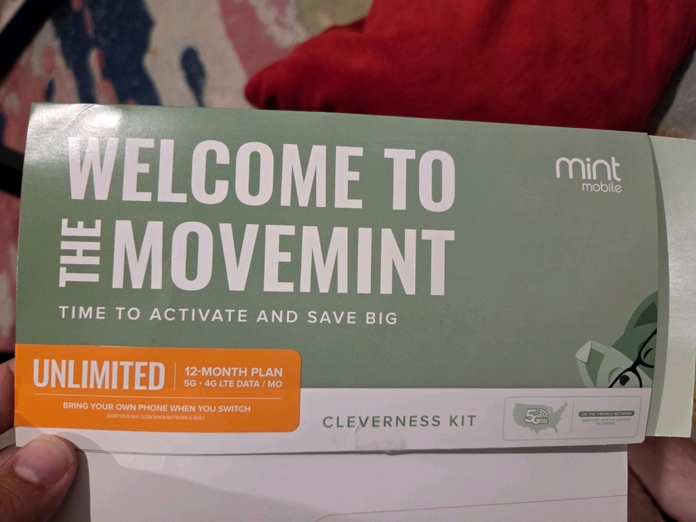 Mint Mobile Unlimited 12-Month Prepaid SIM Kit T-Mobile 5G/4G Triple Cut