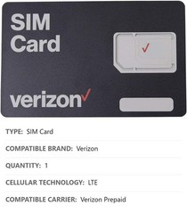 4G LTE SIM Card, 3-in-1 Nano Micro Standard 4FF 3FF 2FF, Verizon