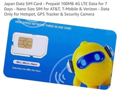 Japan Data-Only SIM Card for Security Cameras WiFi Hotspots Verizon T-Mobile AT&