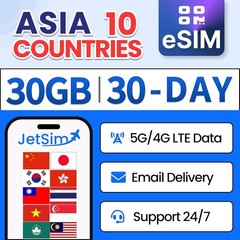 Travel Data eSIM for China Mainland, Japan, Korea, Thailand, Hong Kong, Taiwa…