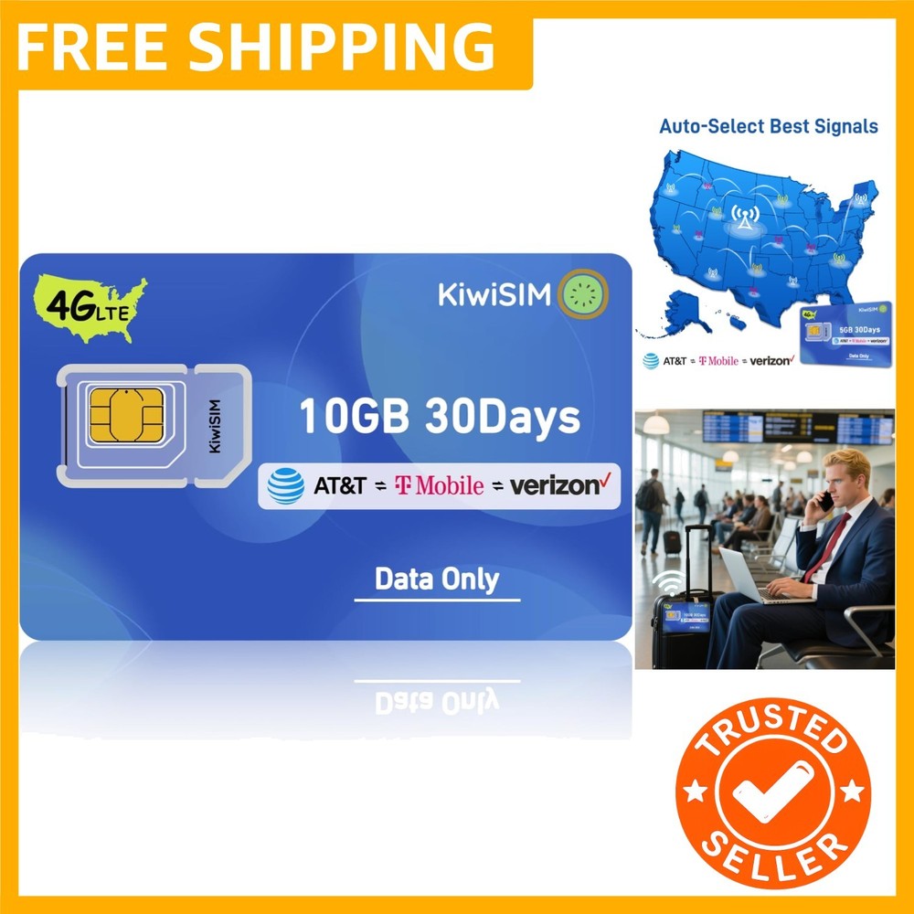 4G LTE SIM Card, Data Card Support for AT&T/T-Mobile/Verizon, Compatible with…