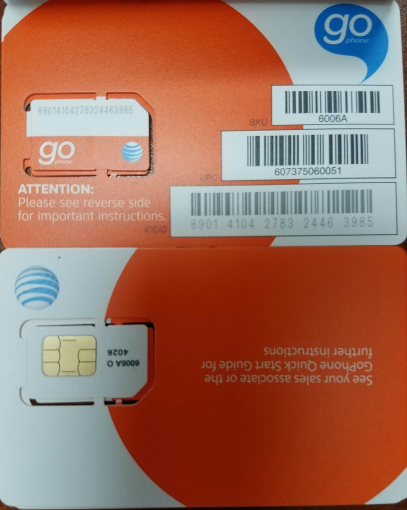 NEW AT&T ATT GoPhone SIM CARD REGULAR SIZE .