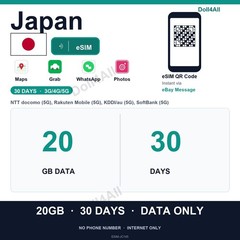 Japan eSIM 20GB 30Day Instant QR 5G Data Only Travel No Plastic SIM