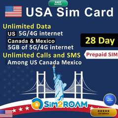 Sim2Roam Usa Sim Local Us Sim 5G/4G Lte Data In Usa 5Gb Of 5G/4G Data In And