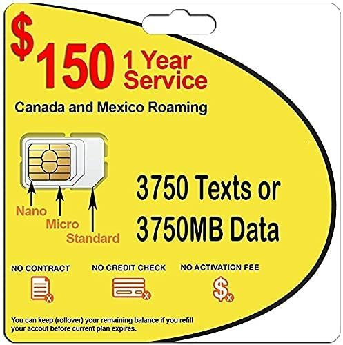 SpeedTalk GSM SIM Card Rollover 3750 Text OR Data 5G 4G LTE GPS Trackers 1 Year