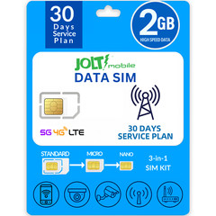 Jolt Mobile Data SIM Card – 2GB Internet 30 Day Data Plan on AT&T 5G 4G LTE