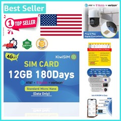 Flexible 12GB SIM Card for Unlocked 4G Devices – 180 Days of Nationwide Coverage