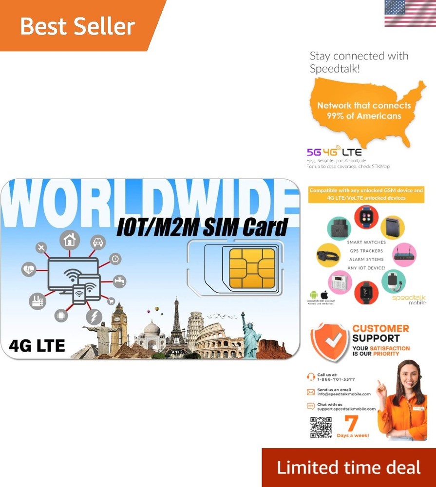 IoT SIM Card M2M with 12 Service at 64kbps | 2G/3G/4G Devices | No Contract …