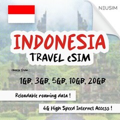 NeuSIM Indonesia eSIM 5-20GB Data | Same Day DELIVERY!