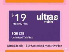 Ultra Mobile unlimited plans $19 plan T/T 500 mb Esim activation QR code