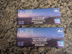 Two (2) NEW Dubai du 10 GB Free Tourist SIM Card – Valid for 24 hours – 5G