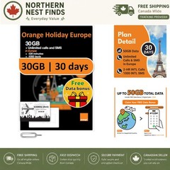 Ultimate Orange SIM: 30GB 5G Data, Unlimited Texts, & Global Calls