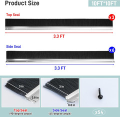 10 X 10Ft Three-Side Garage Door Brush Seal Kit for Roll-Up Doors, 3″ Weatherpro