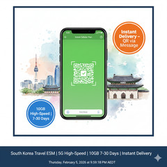 South Korea Travel eSIM – 15 Days 10GB 5G/4G Data | LG U+ Network | Prepaid