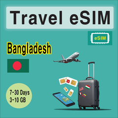 [eSIM] Bangladesh Travel SIM Card, 7-30 Days, 3-5GB, QR Code, Fast Delivery