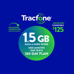 TracFone 1-Year service – 1500mins / 1500 Txts / 1.5GB Data (SIM Card)