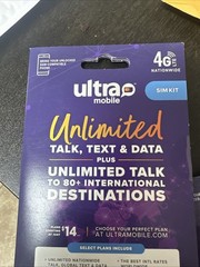 Ultra Mobile Sim Kit Unlimited Talk, Text & Data 5G Hotspot 1 Month Plan New