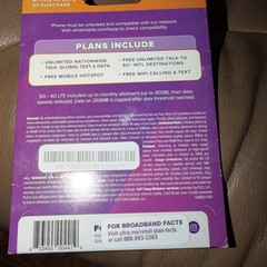 Ultra Mobile 5G/4G Unlimited Talk Text and Data Sim Card 15GB Purple New Sealed