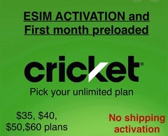 CRICKET wireless ESIM INCLUDES $40 plan 30 DAYS UNLIMITED TALK/TEXT/DATA 5G