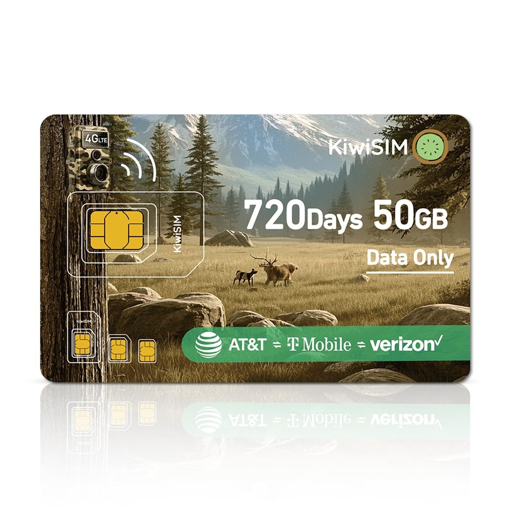 50GB 4G LTE Data SIM Card for Trail & Security Cameras – 2 Years, No Contract, A