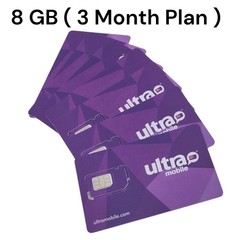 Ultra Mobile Prepaid $24 ( 3 Months ) 8 Gb 1 Month Plan With Sim Card Or Esim