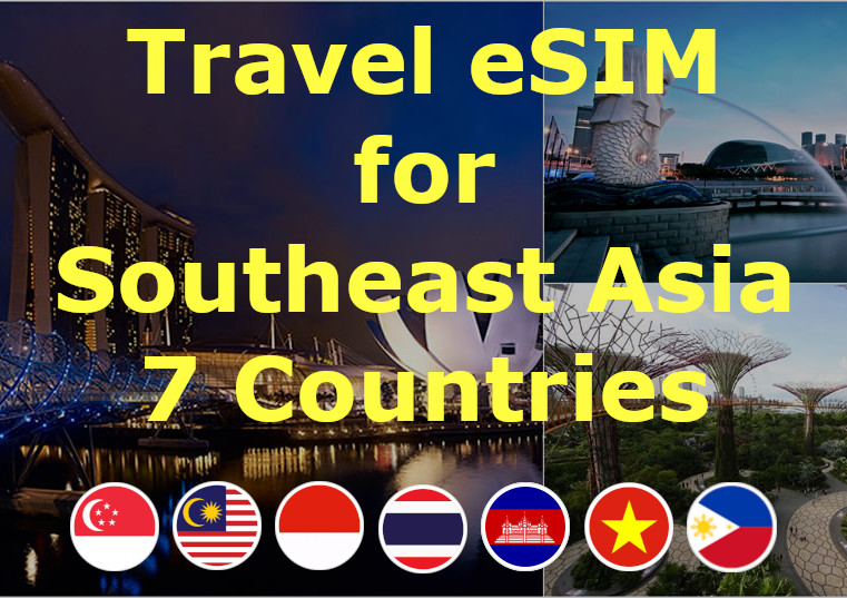 Southeast Asia (7) Travel eSIM SIM Card 30 Day | 5-20GB (L) | QR Code Activation