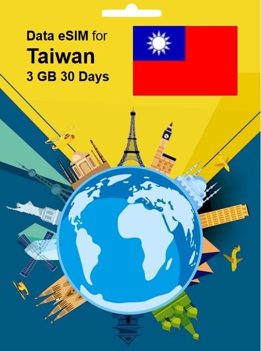 SALE! Taiwan Travel SIM Card DATA eSIM 3GB 30Days QR Code 1 Day Delivery