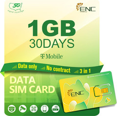 US BR Prepaid Data Only SIM Card, 1GB/30Days 5G/4G LTE for Unlocked Security…