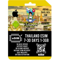 Thailand Travel eSIM Prepaid 1-3GB 7-30 days 5G Network QR Activation