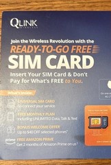 QLink Wireless Ready-To-Go-Free SIM Card – NEW Lot Of 5