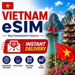 Vietnam eSIM Travel SIM| 3GB- 20GB | Data Plan | 30 Days | Instant Delivery | 5G