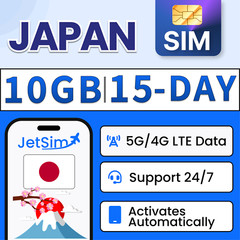 Japan SIM Card- 10GB High-Speed, 15 Day Docomo JetSim/Travel SIM