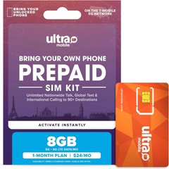$24/mo. Ultra Mobile Prepaid Phone Plan with Unlimited Talk, Text, & 8GB of…