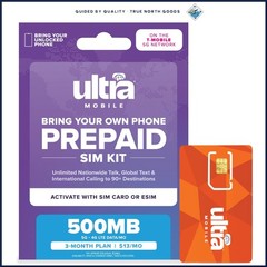 Prepaid Phone Plan, Unlimited Talk & Text with 500MB 5G Data for 3