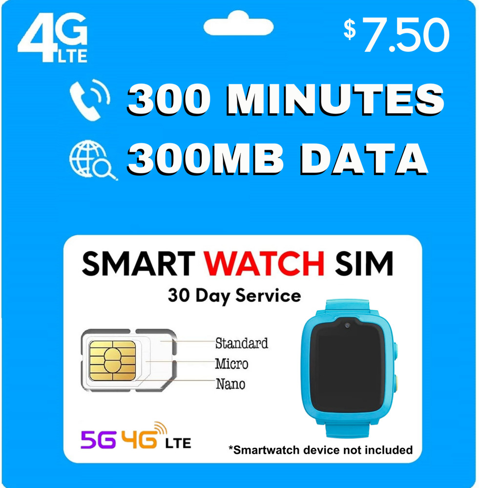 Jolt Mobile $7.5 Smartwatch SIM Card 5G 4G LTE Kids Senior Smart Watch Plan AT&T