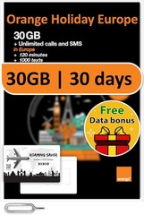 Ultimate Orange SIM: 30GB 5G Data, Unlimited Texts, & Global Calls