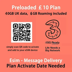 UK Europe 30days Prepaid Physical SIM with 40GB Unlimited call and text