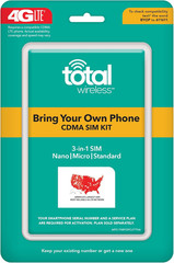 TracFone Total Wireless Universal CDMA SIM Kit Prepaid Carrier Locked -White