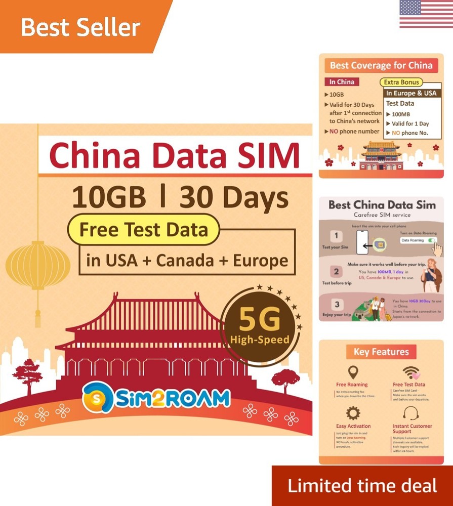 China 10GB Data SIM Card for Travel – 30-Day Plan with Easy Data Included!