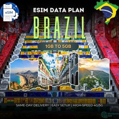 Brazil eSIM 1GB to 5GB | 4G/5G Data Plan | Same-Day Delivery | Easy Setup
