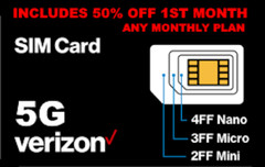 VERIZON 5G SIM CARD – NEW – READY TO ACTIVATE ✅ DEALER WITH 50% OFF 1ST MONTH!